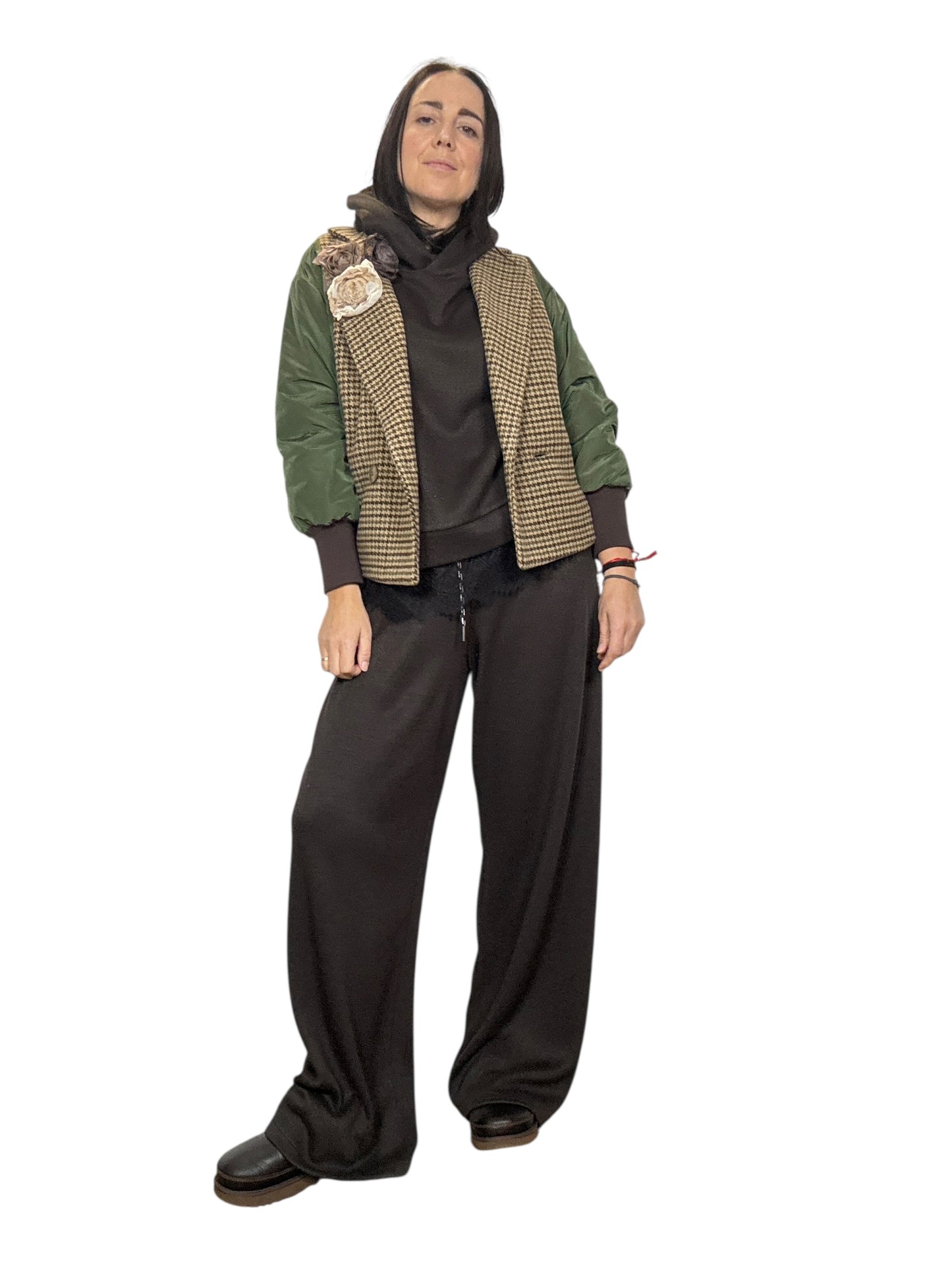 BOMBER VERDE CON INSERTO IN PIEDE POULE SUSY MIX