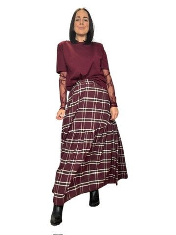 GONNA LUNGA CHECK SUSY MIX - XE BLU ABBIGLIAMENTO