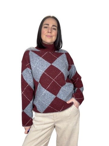 MAGLIA MORBIDOSA A ROMBI (OVER) SUSY MIX - XE BLU ABBIGLIAMENTO