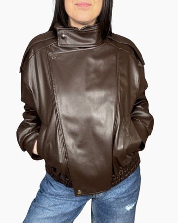 BOMBER IN ECOPELLE VICOLO - XE BLU ABBIGLIAMENTO