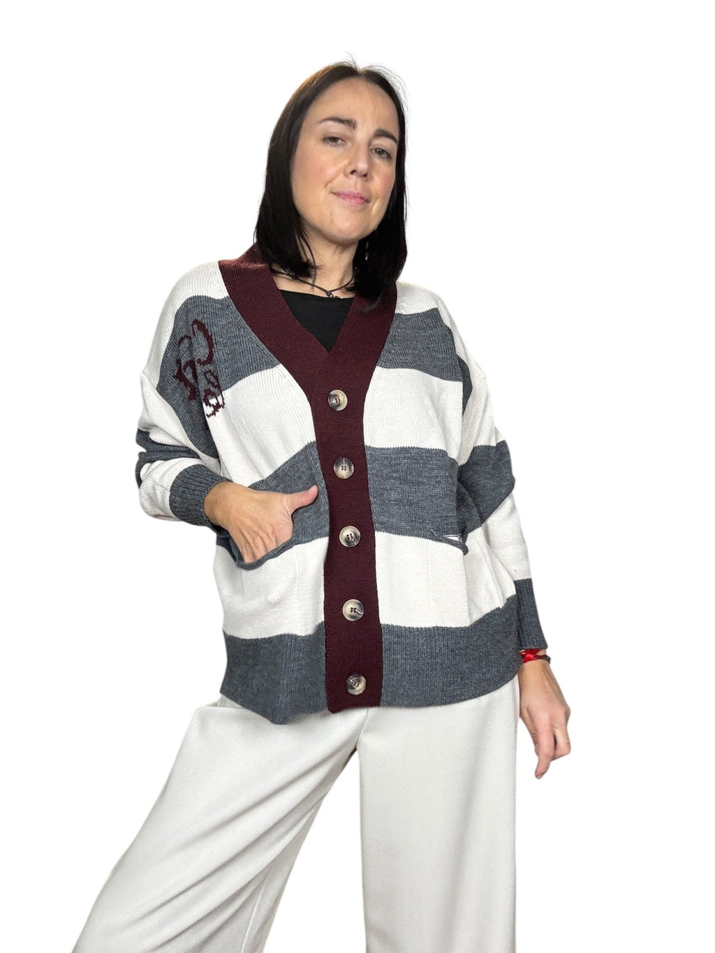 CARDIGAN A RIGHE VICOLO - XE BLU ABBIGLIAMENTO