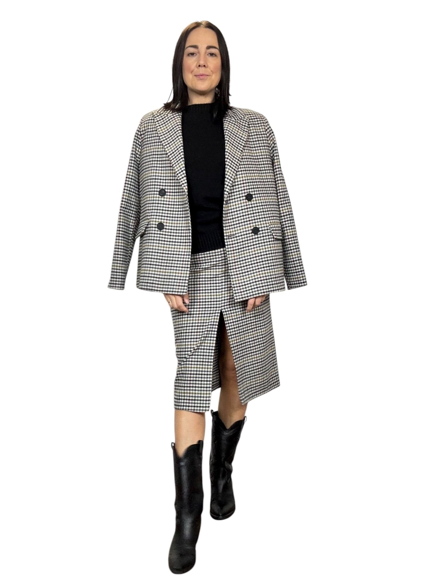 GONNA A TUBINO A QUADRETTI TENSIONE IN - XE BLU ABBIGLIAMENTO