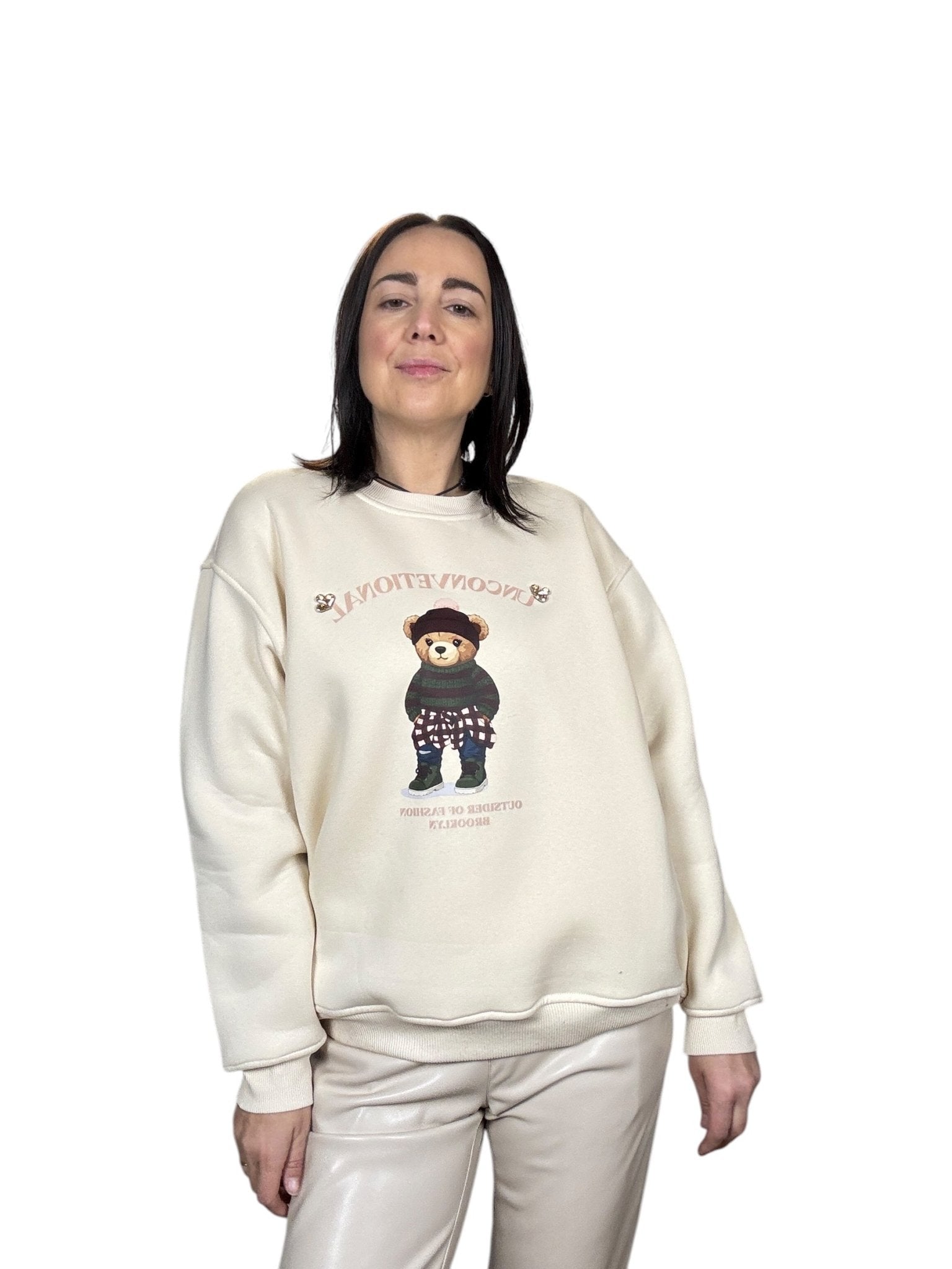 FELPA CON ORSETTO SUSY MIX - XE BLU ABBIGLIAMENTO