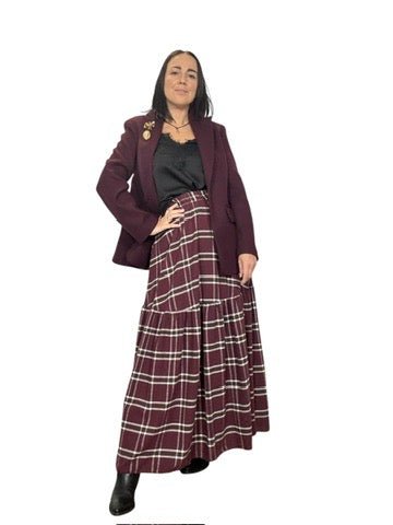 GONNA LUNGA CHECK SUSY MIX - XE BLU ABBIGLIAMENTO