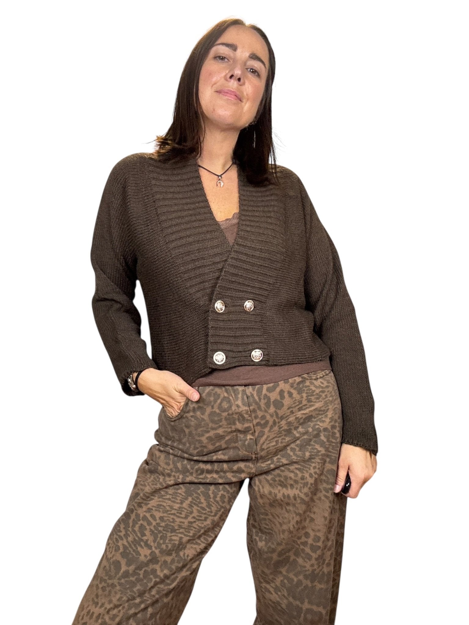 GIACCHINA CROPPED A DOPPIOPETTO SUSY MIX - XE BLU ABBIGLIAMENTO