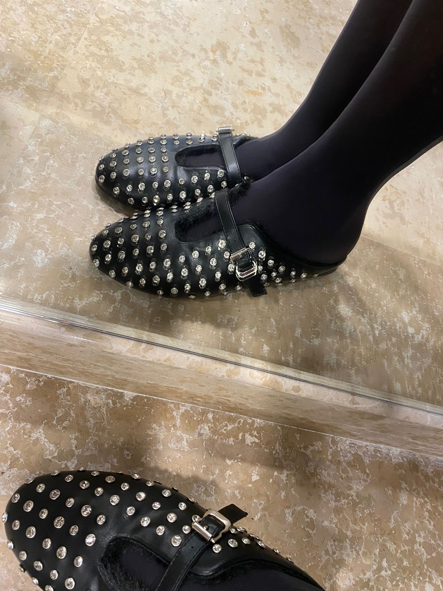 SABOT CON STRASS ED ECOPELLICCIA SUSY MIX - XE BLU ABBIGLIAMENTO