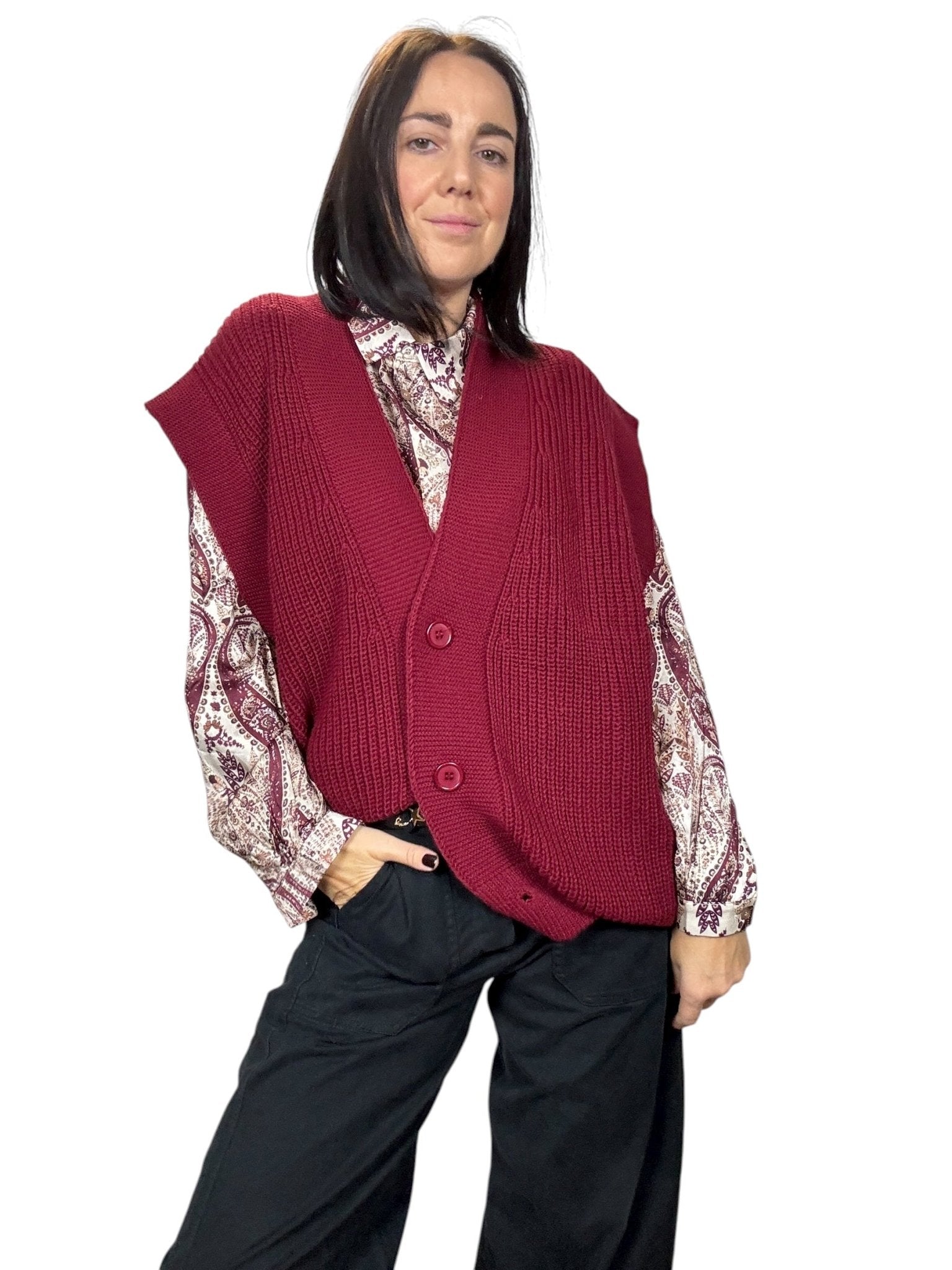 GILET OVER IN MAGLIA SUSY MIX - XE BLU ABBIGLIAMENTO