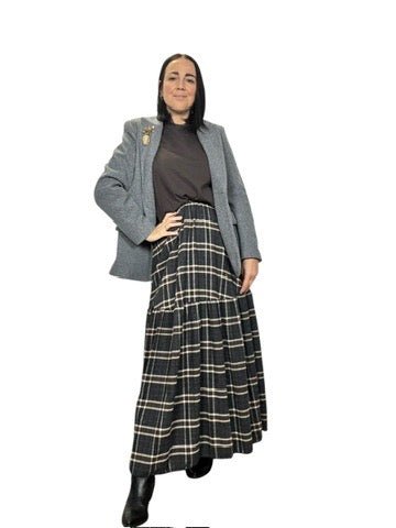 GONNA LUNGA CHECK SUSY MIX - XE BLU ABBIGLIAMENTO