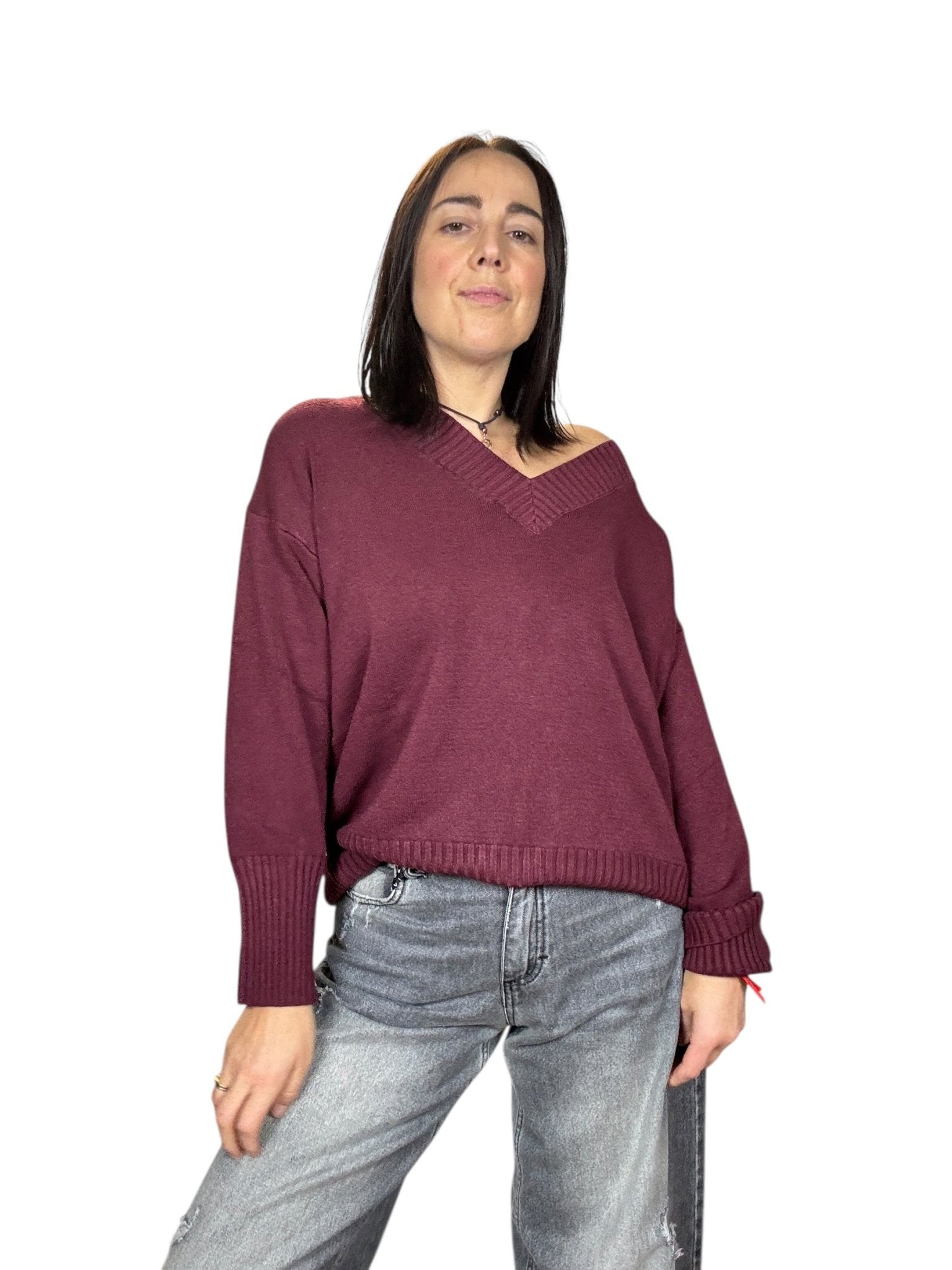MAGLIA SCOLLO A V SUSY MIX - XE BLU ABBIGLIAMENTO