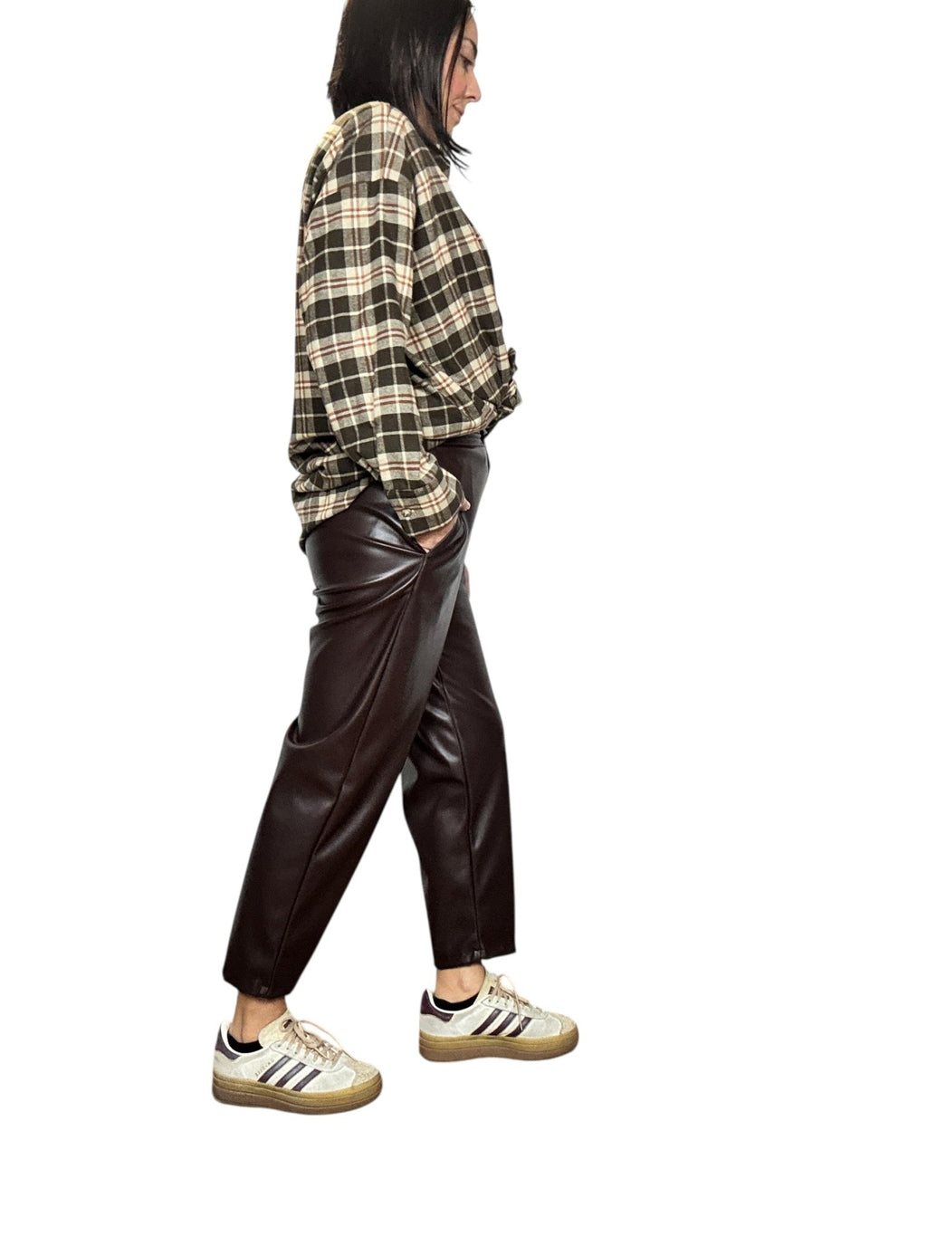 PANTALONE A UOVO IN ECOPELLE VICOLO - XE BLU ABBIGLIAMENTO