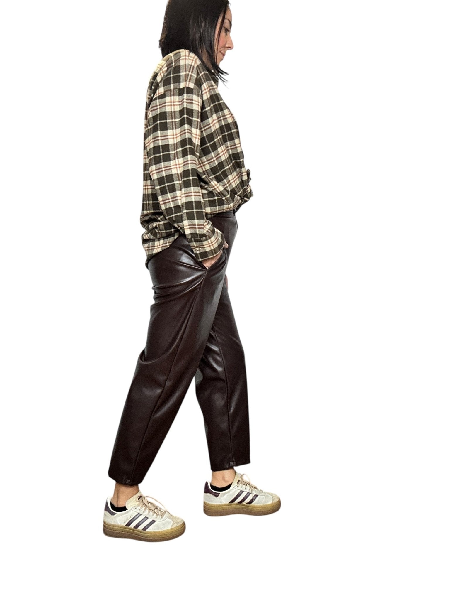 PANTALONE A UOVO IN ECOPELLE VICOLO - XE BLU ABBIGLIAMENTO