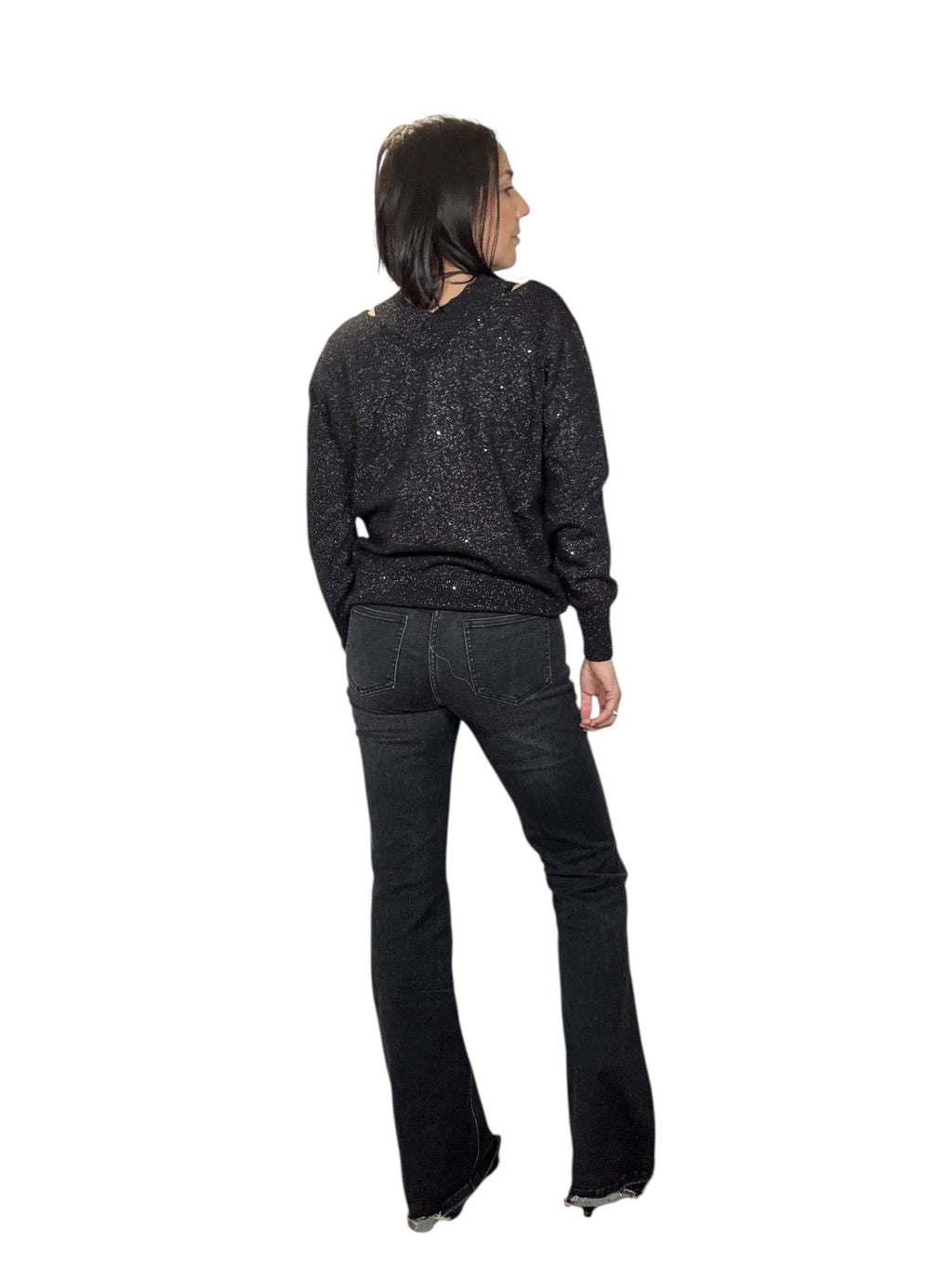 MAGLIA IN LUREX DOPPIO SCOLLO SUSY MIX - XE BLU ABBIGLIAMENTO