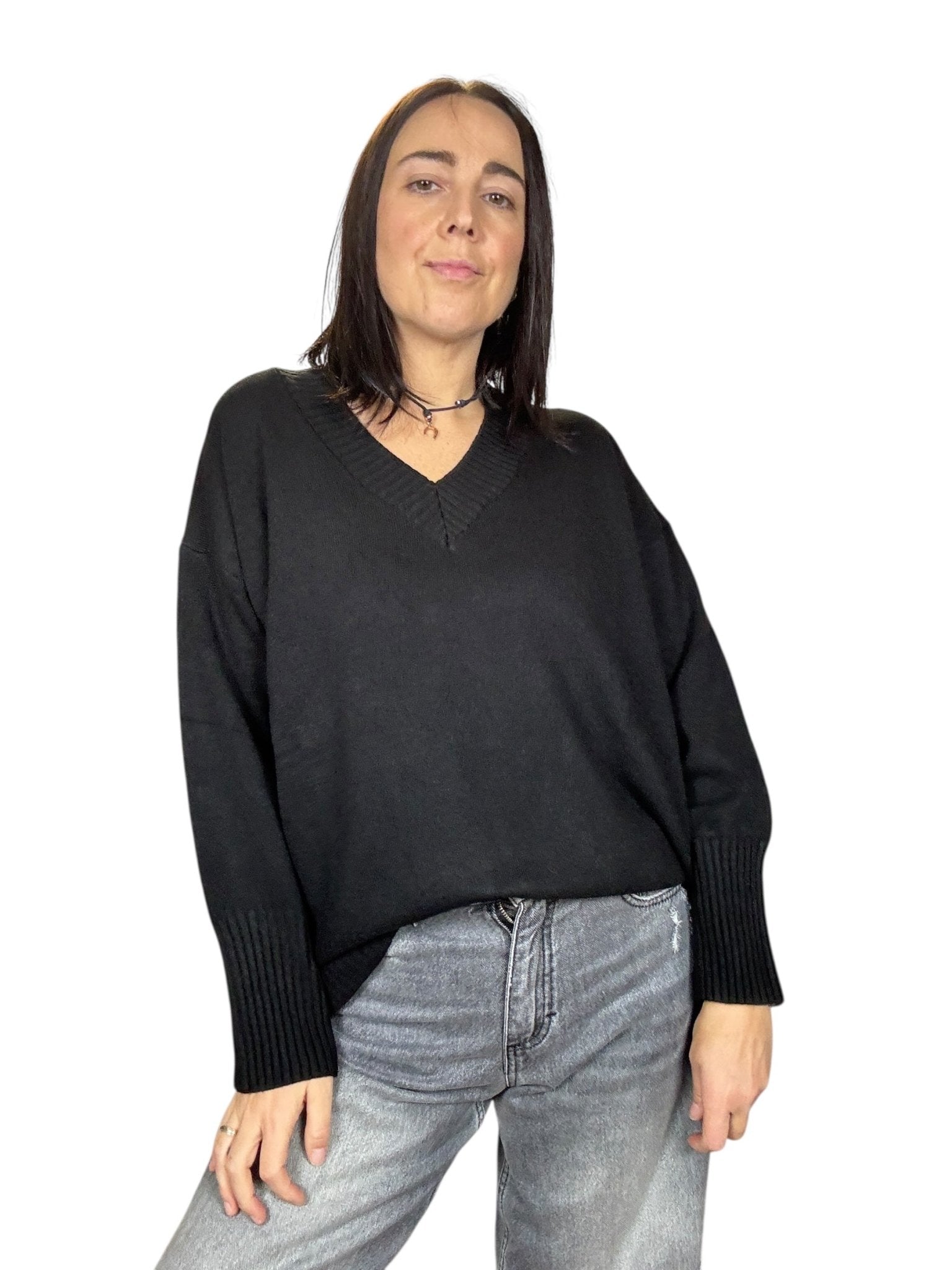 MAGLIA SCOLLO A V SUSY MIX - XE BLU ABBIGLIAMENTO