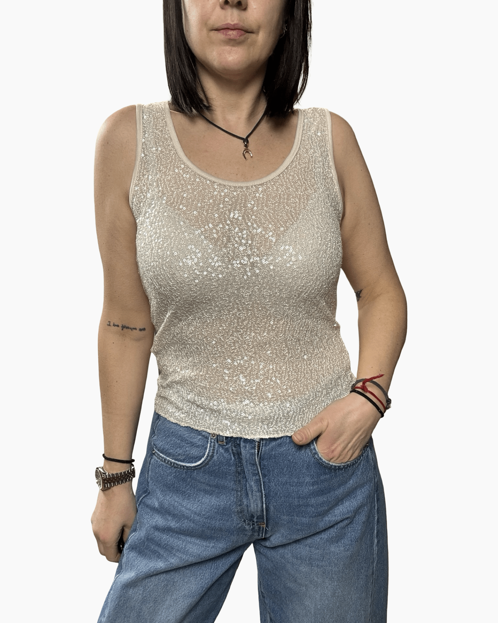 TOP PAILLETTES SUSY MIX - XE BLU ABBIGLIAMENTO
