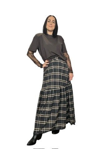 GONNA LUNGA CHECK SUSY MIX - XE BLU ABBIGLIAMENTO