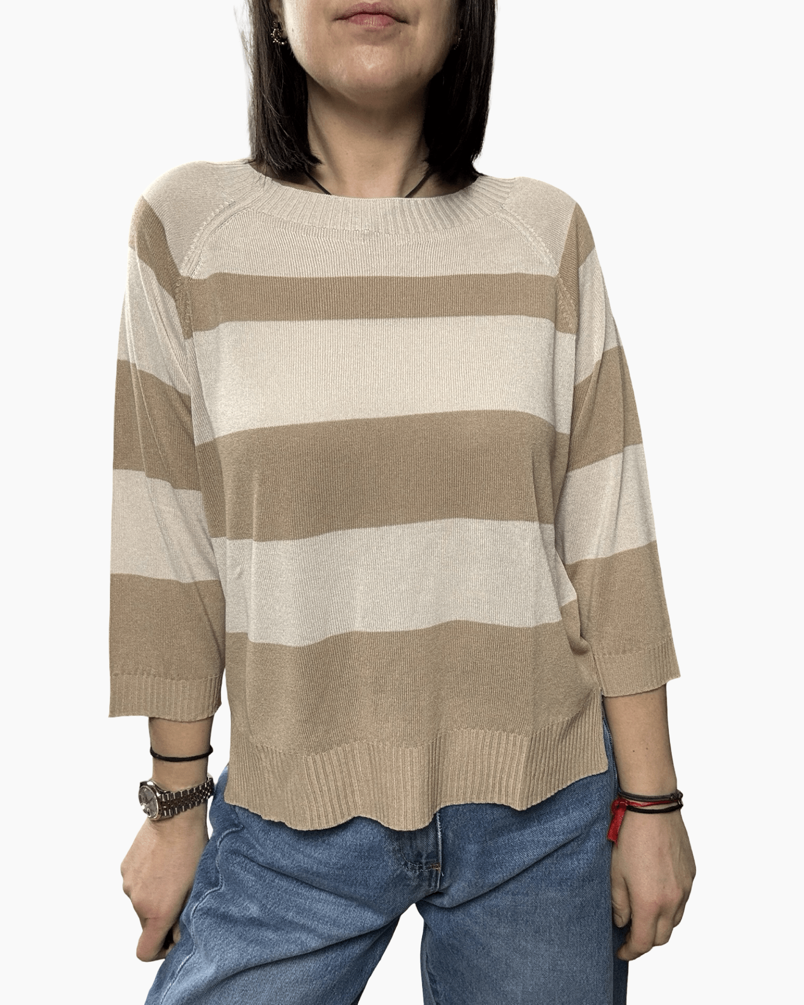MAGLIA FLUIDA A RIGHE SUSY MIX - XE BLU ABBIGLIAMENTO