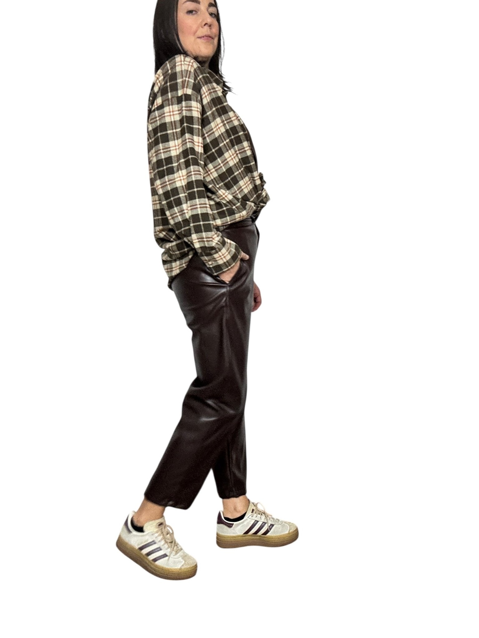 PANTALONE A UOVO IN ECOPELLE VICOLO - XE BLU ABBIGLIAMENTO