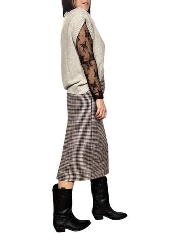 GONNA A TUBINO PIEDE POULE VICOLO - XE BLU ABBIGLIAMENTO