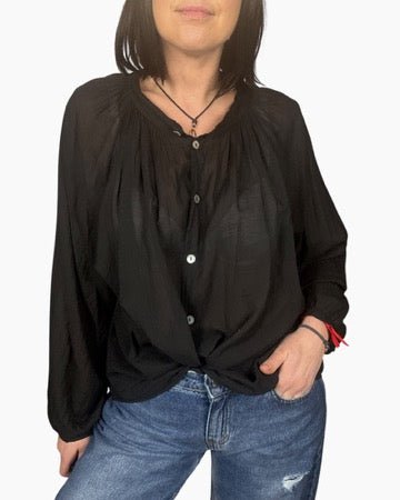 CAMICIA IN MUSSOLA TINTA UNITA SUSY MIX - XE BLU ABBIGLIAMENTO