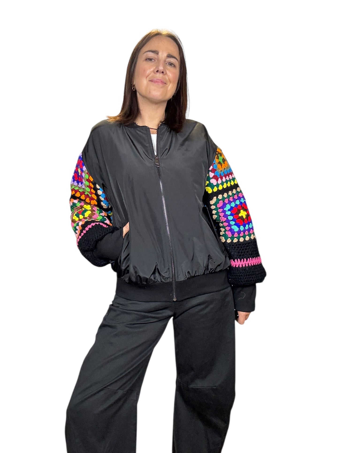 BOMBER MANICA IN CROCHE SUSY MIX