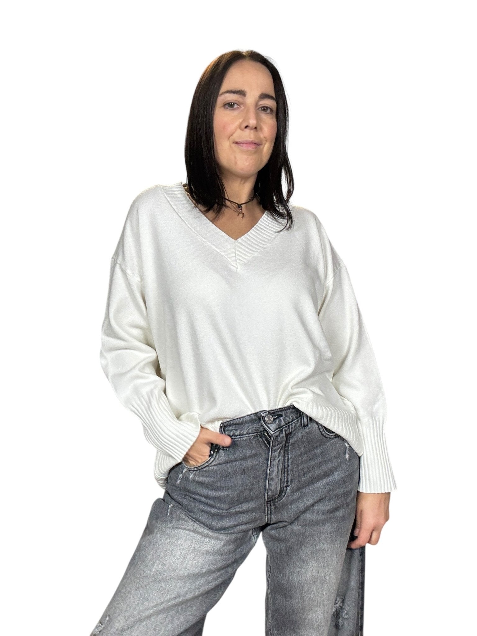 MAGLIA SCOLLO A V SUSY MIX - XE BLU ABBIGLIAMENTO
