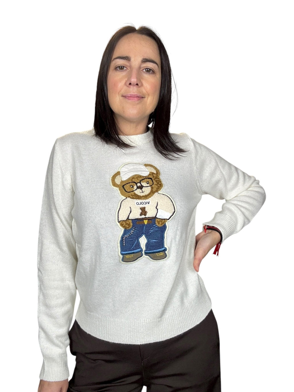 MAGLIA ORSETTO CON OCCHIALI VICOLO - XE BLU ABBIGLIAMENTO