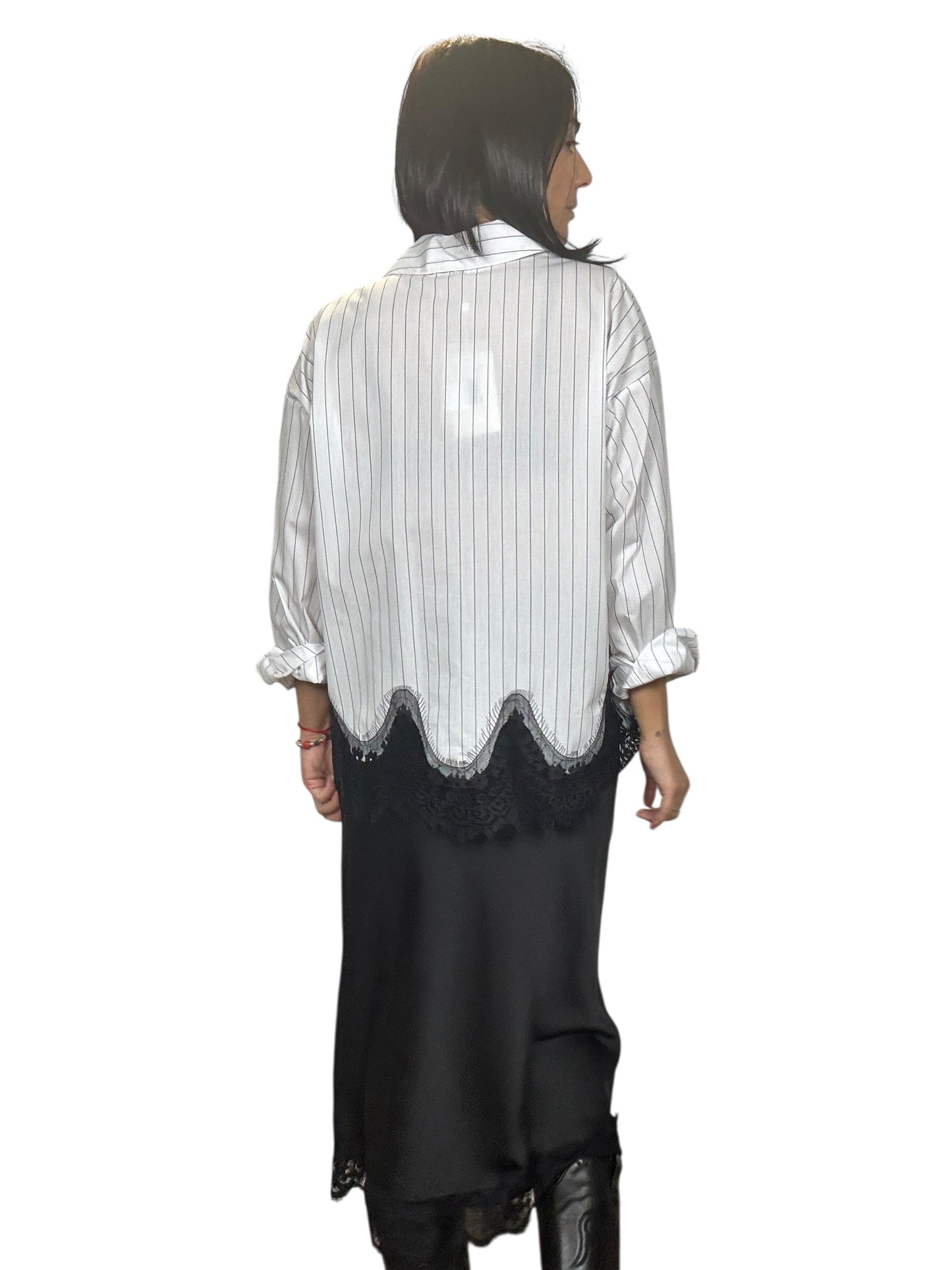 CAMICIA IN COTONE CON INSERTO IN PIZZO MOTEL