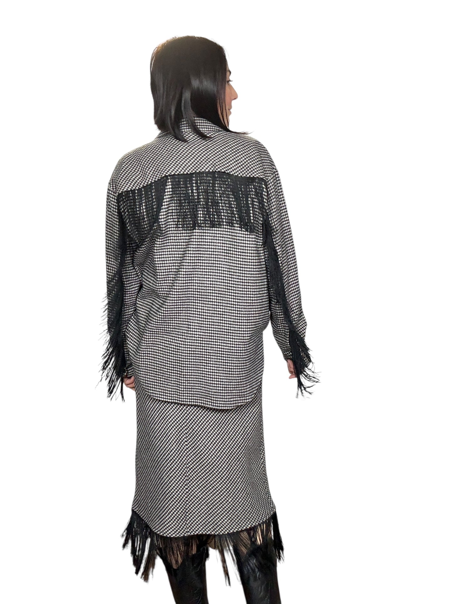 CAMICIA PIEDE-POULE CON FRANGE MOTEL