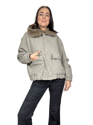BOMBER CON COLLETTO IN ECOPELLICCIA SUSY MIX
