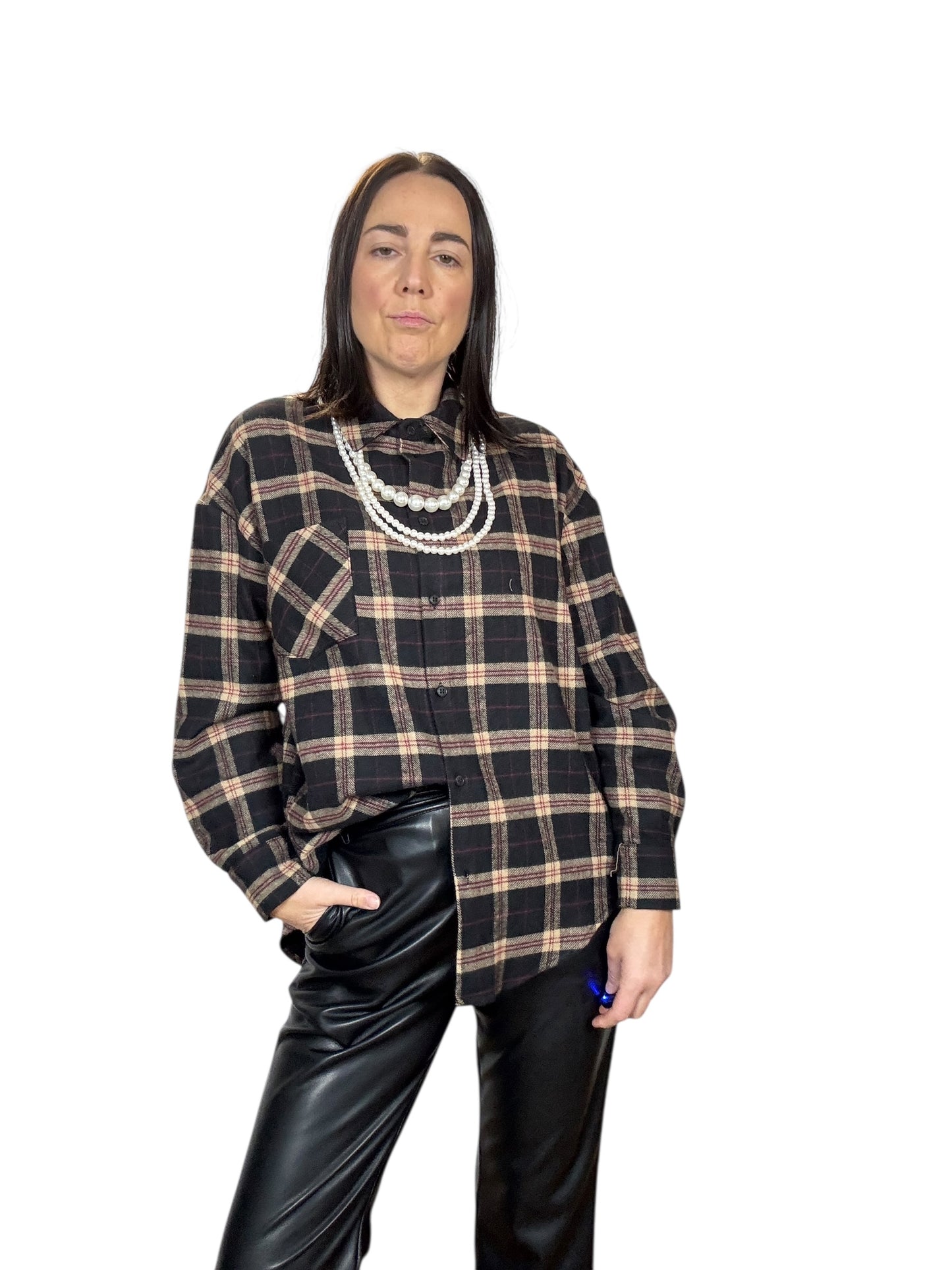 CAMICIA CHECK CON COLLANA TENSIONE IN