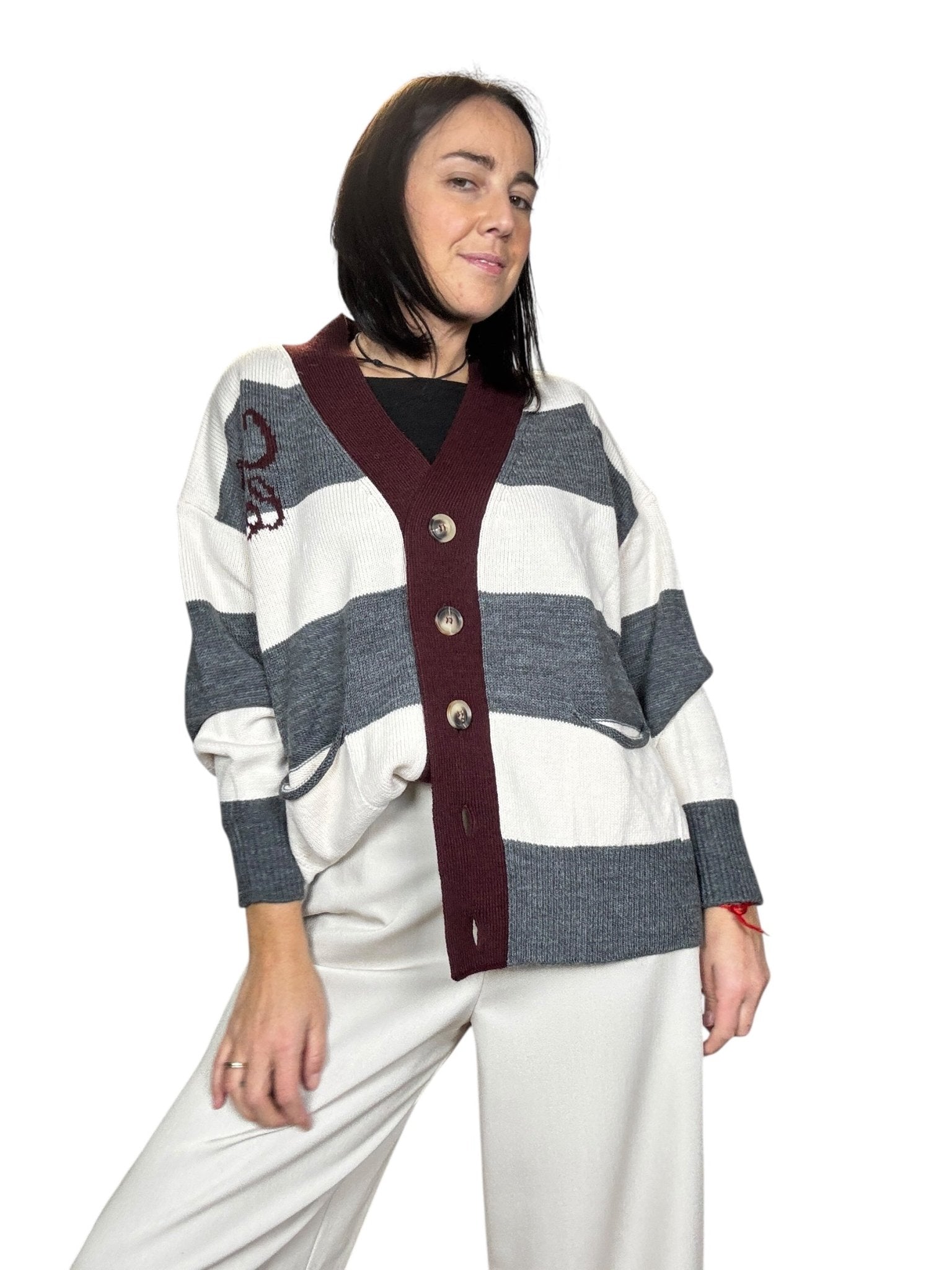 CARDIGAN A RIGHE VICOLO - XE BLU ABBIGLIAMENTO