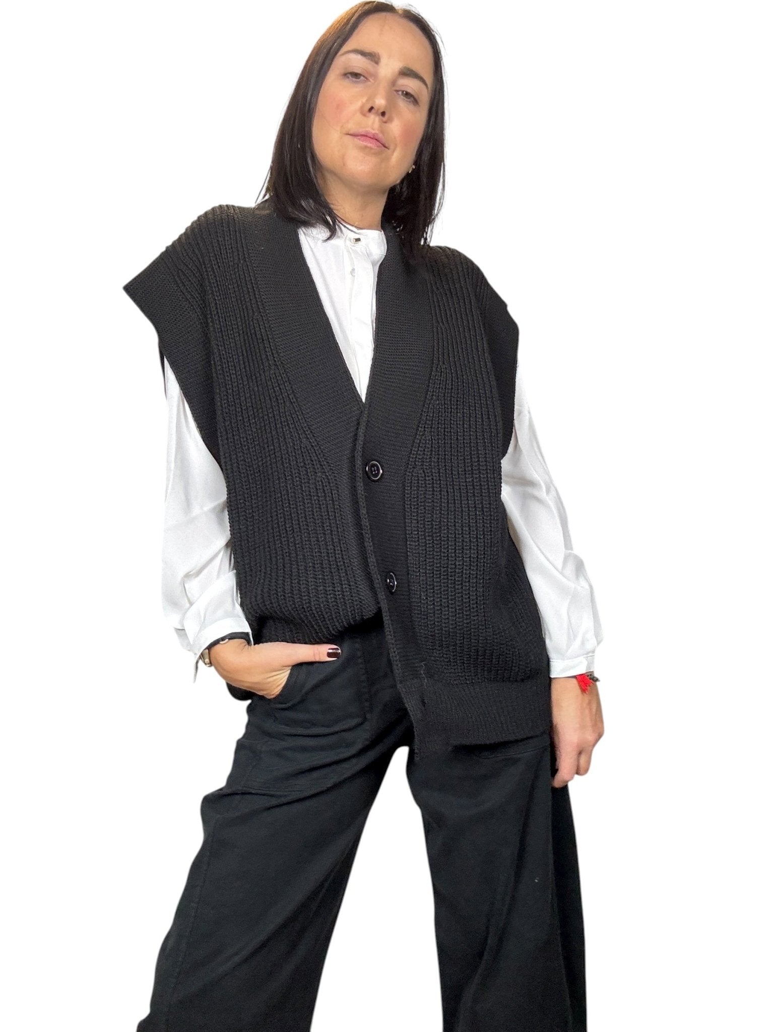 GILET OVER IN MAGLIA SUSY MIX - XE BLU ABBIGLIAMENTO