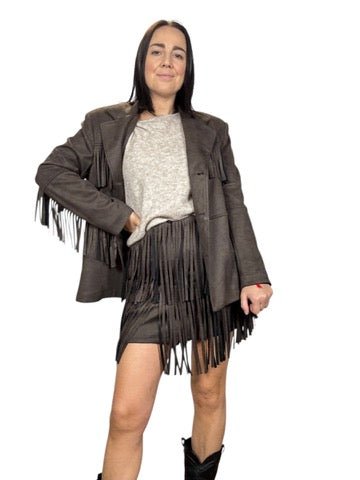 GIACCA ECO - DAINO CON FRANGE SUSY MIX - XE BLU ABBIGLIAMENTO