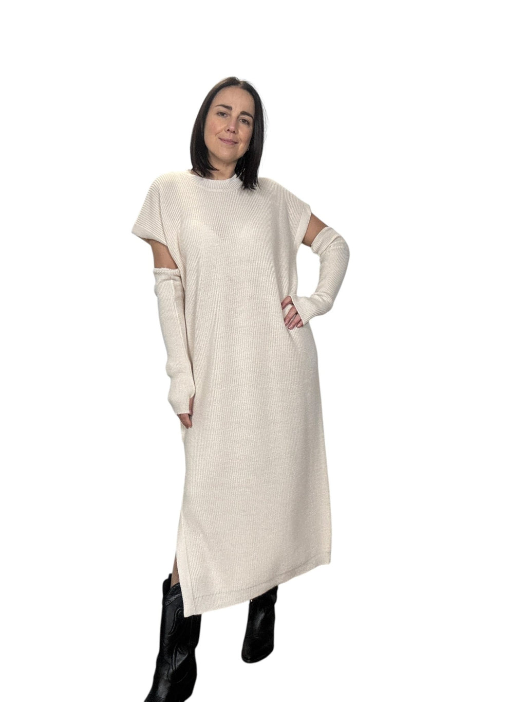 ABITO MIDI SMANICATO CON MANICOTTO DIXIE - XE BLU ABBIGLIAMENTO