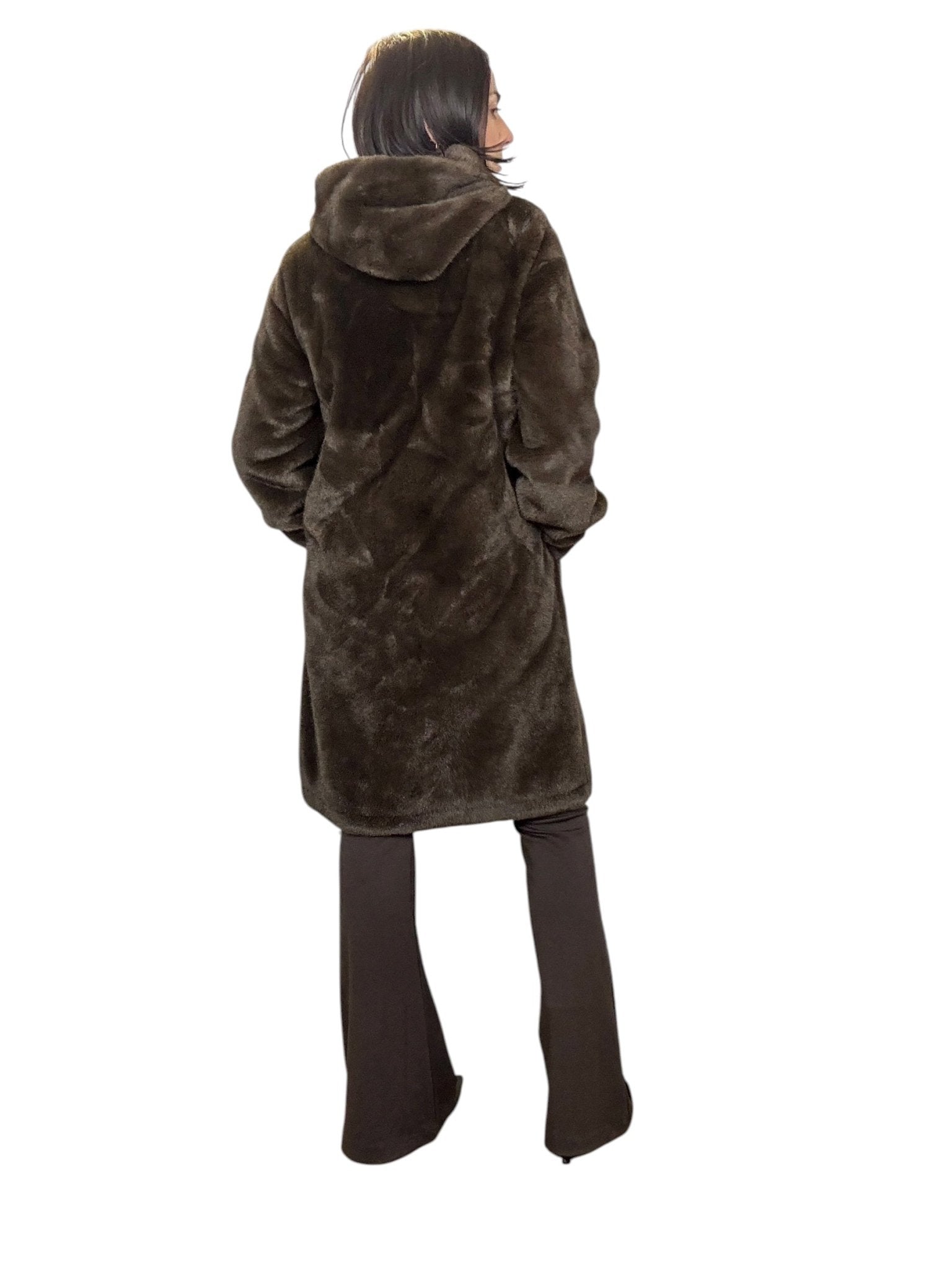 PELLICCIA LUNGA CON CAPPUCCIO SUSY MIX - XE BLU ABBIGLIAMENTO