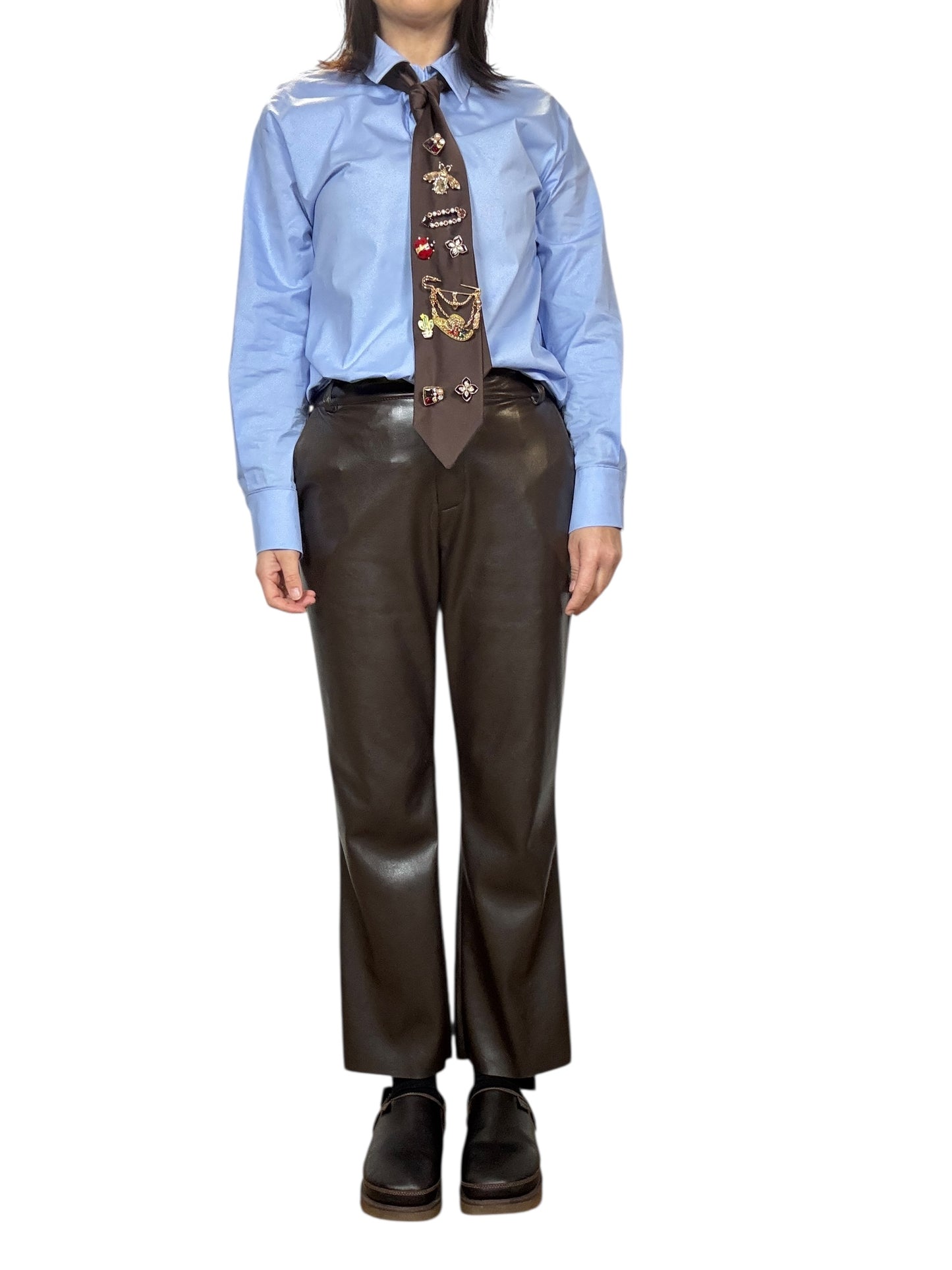 PANTALONE IN ECOPELLE A TROMBETTA TENSIONE IN