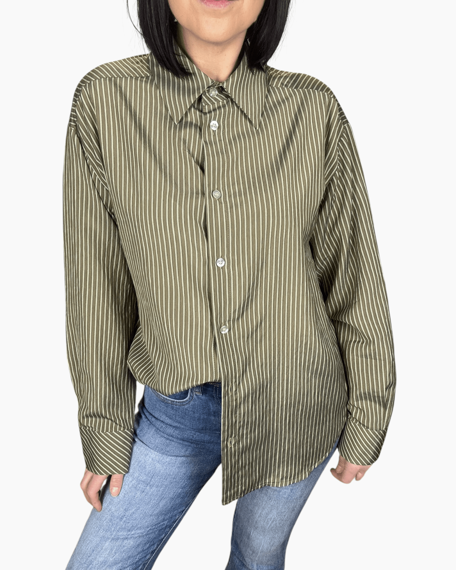 CAMICIA OVER A RIGHE SUSY MIX - XE BLU ABBIGLIAMENTO