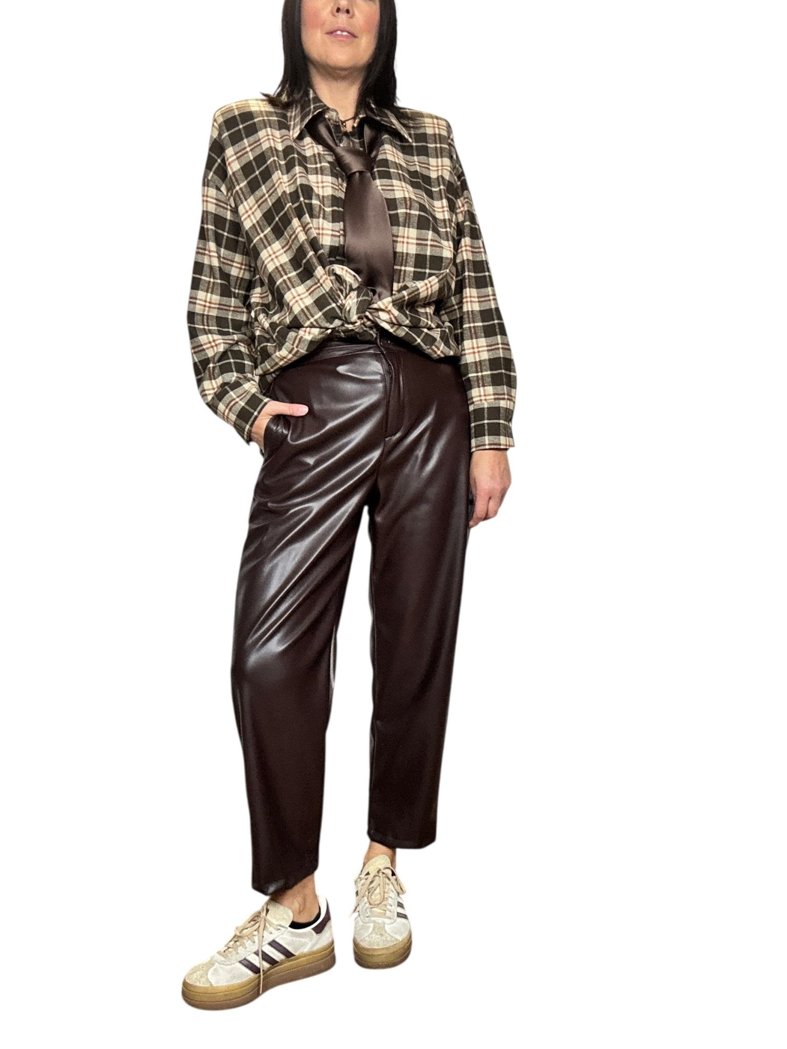 PANTALONE A UOVO IN ECOPELLE VICOLO - XE BLU ABBIGLIAMENTO