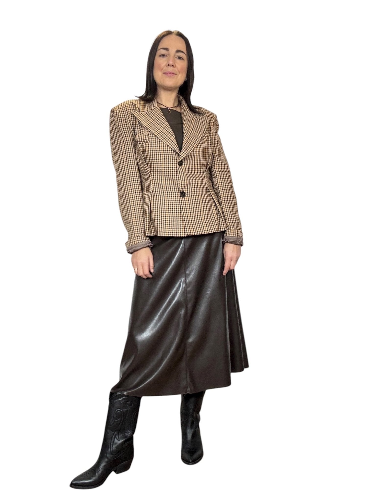 GONNA IN ECOPELLE SVASATA TENSIONE IN - XE BLU ABBIGLIAMENTO