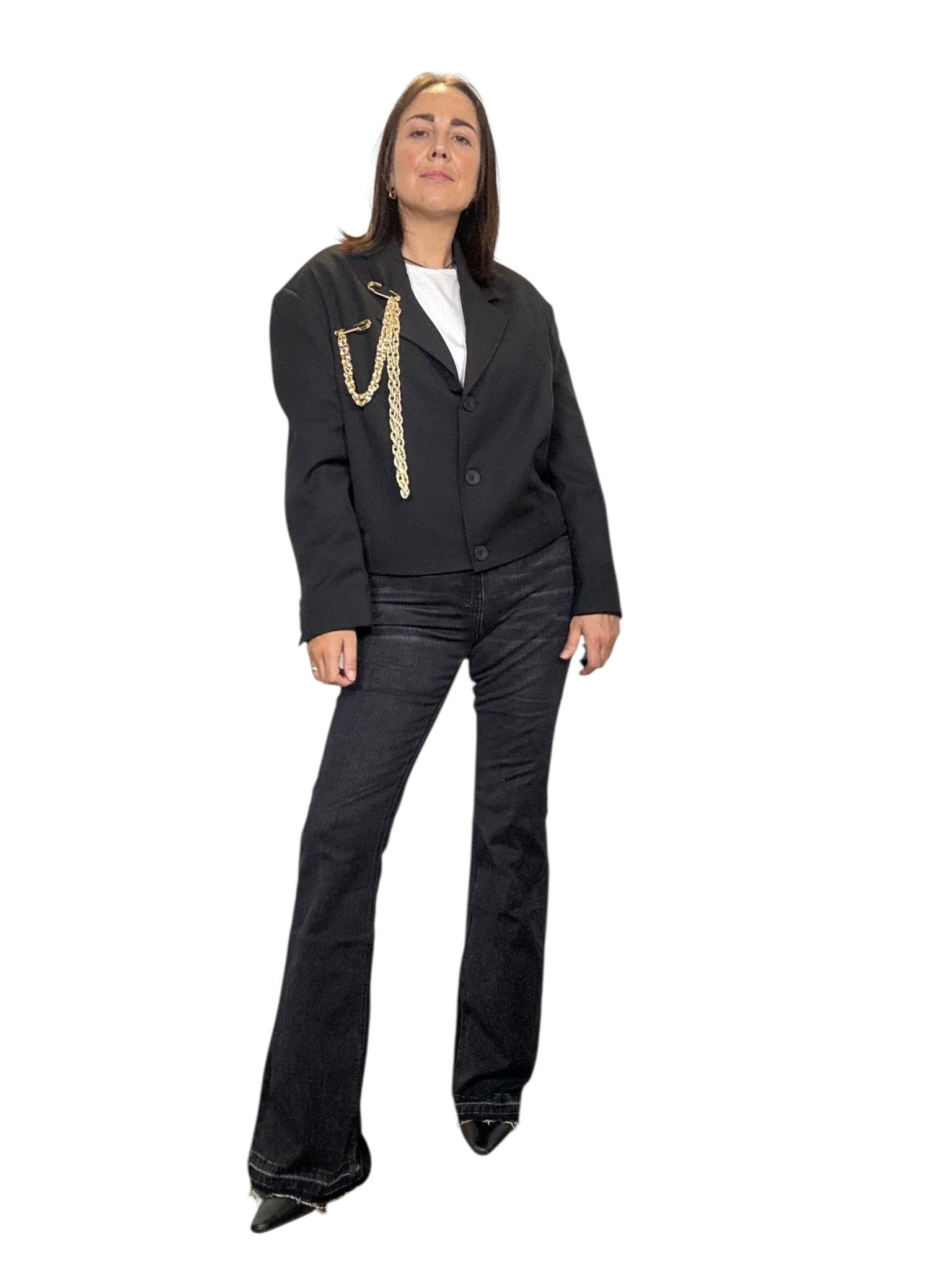 GIACCA CROPPED CON SPILLE A CATENA SUSY MIX - XE BLU ABBIGLIAMENTO