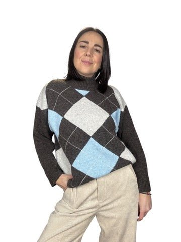 MAGLIA MORBIDOSA A ROMBI (REGULAR) SUSY MIX - XE BLU ABBIGLIAMENTO