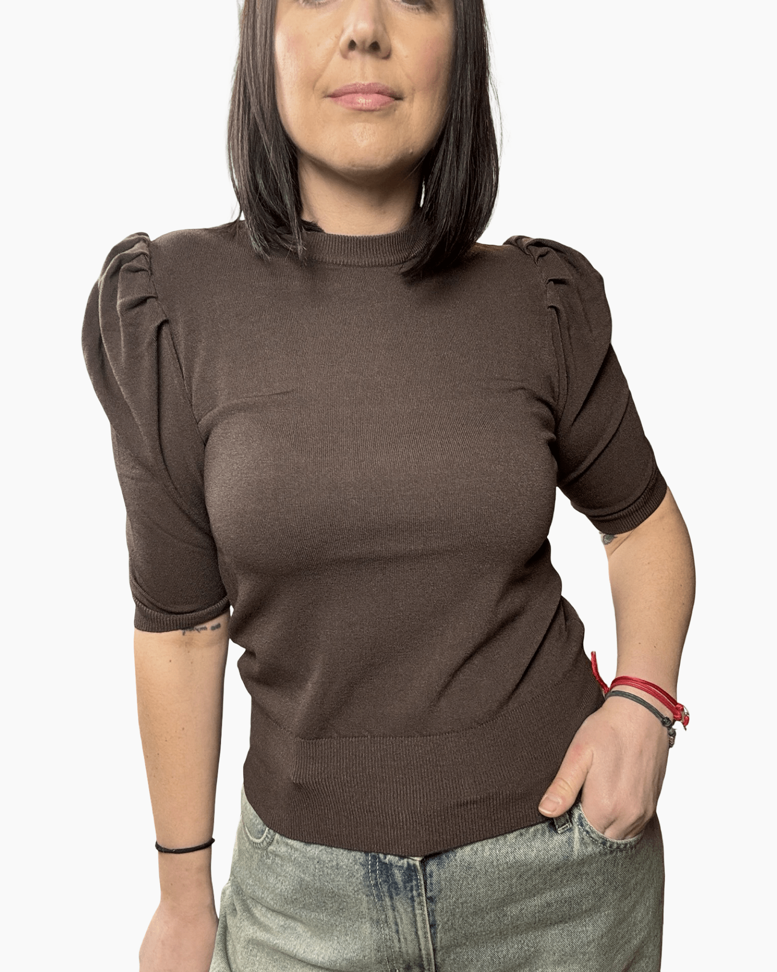 MAGLIA MANICA A SBUFFO HAVEONE - XE BLU ABBIGLIAMENTO