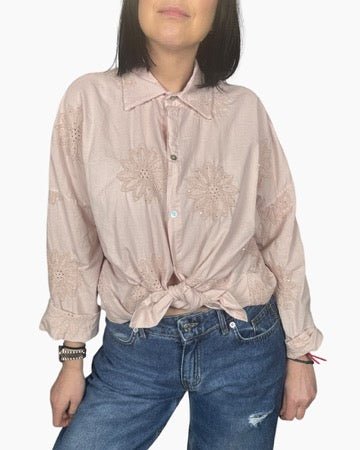 CAMICIA RICAMATA CON MICROPAILLETTES SUSY MIX - XE BLU ABBIGLIAMENTO