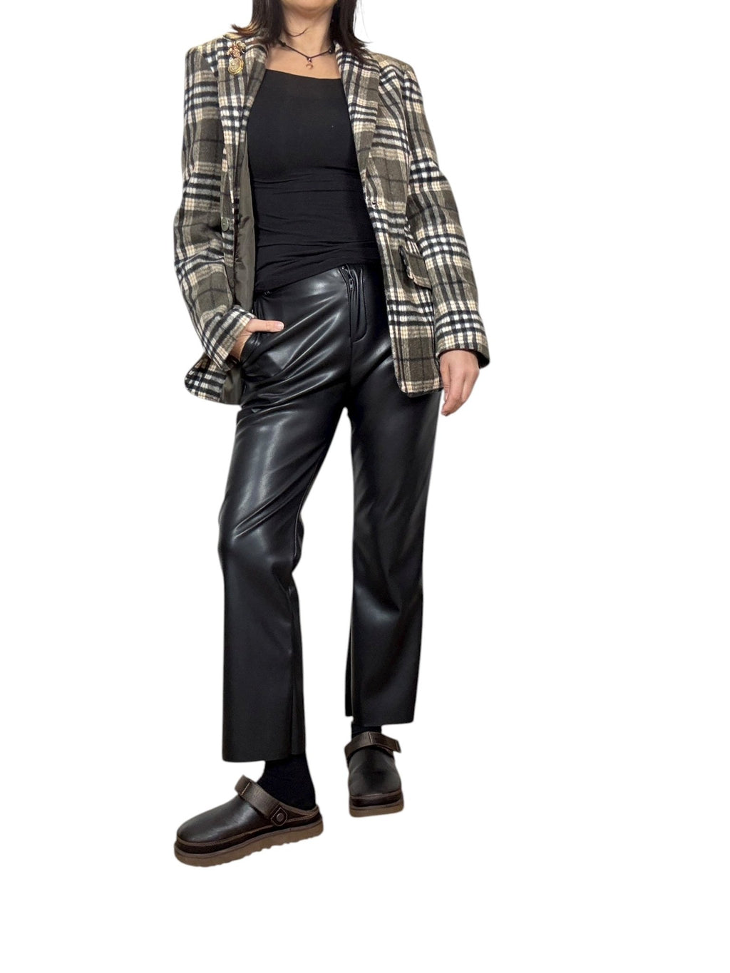 PANTALONE IN ECOPELLE A TROMBETTA TENSIONE IN - XE BLU ABBIGLIAMENTO