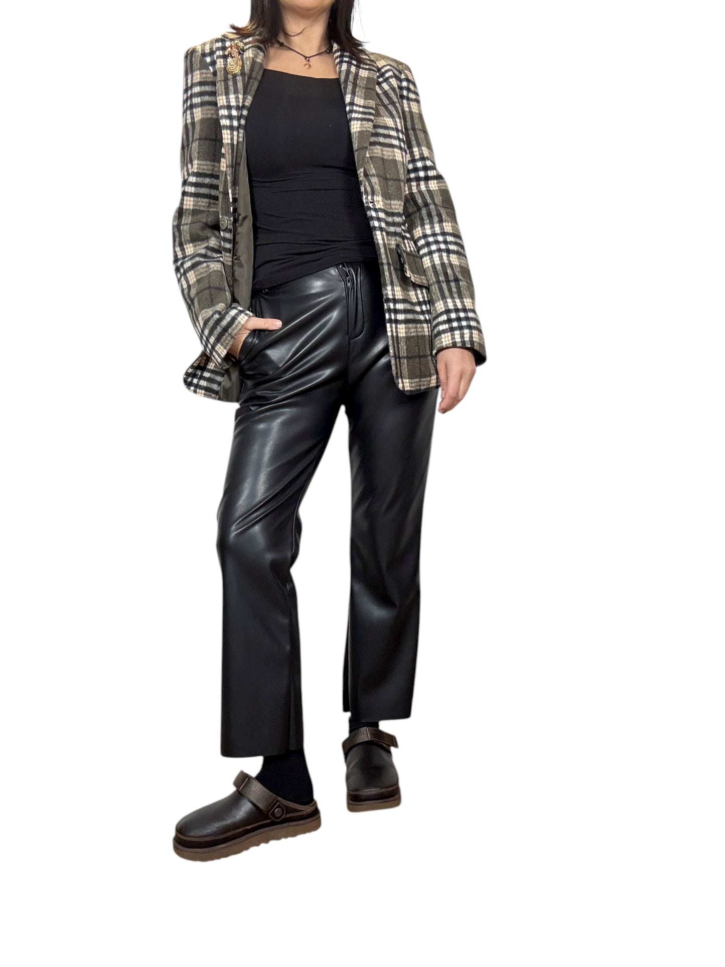 PANTALONE IN ECOPELLE A TROMBETTA TENSIONE IN