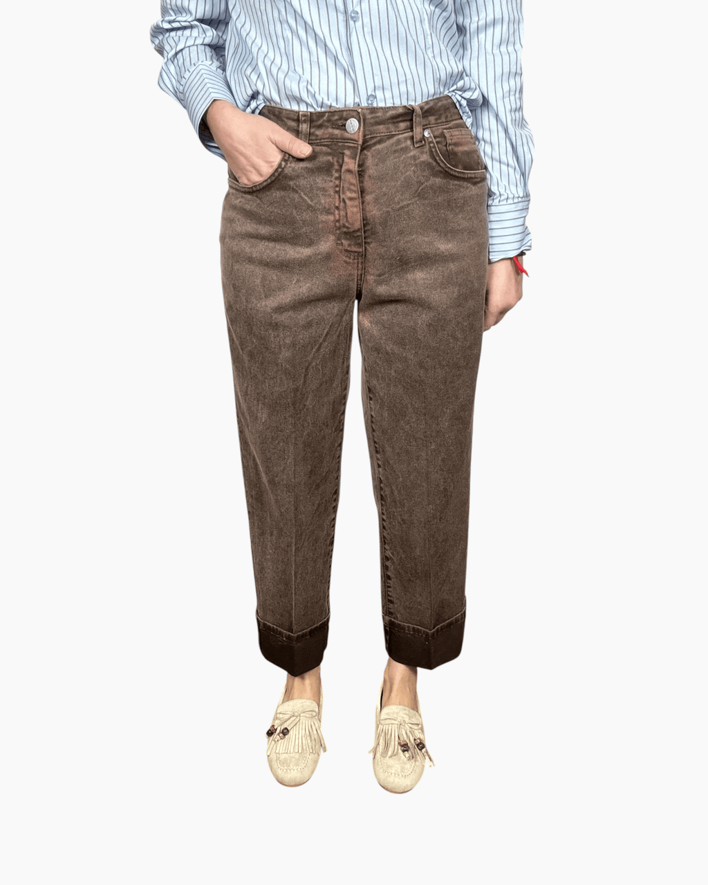 PANTALONE CON RISVOLTO SUSY MIX - XE BLU ABBIGLIAMENTO