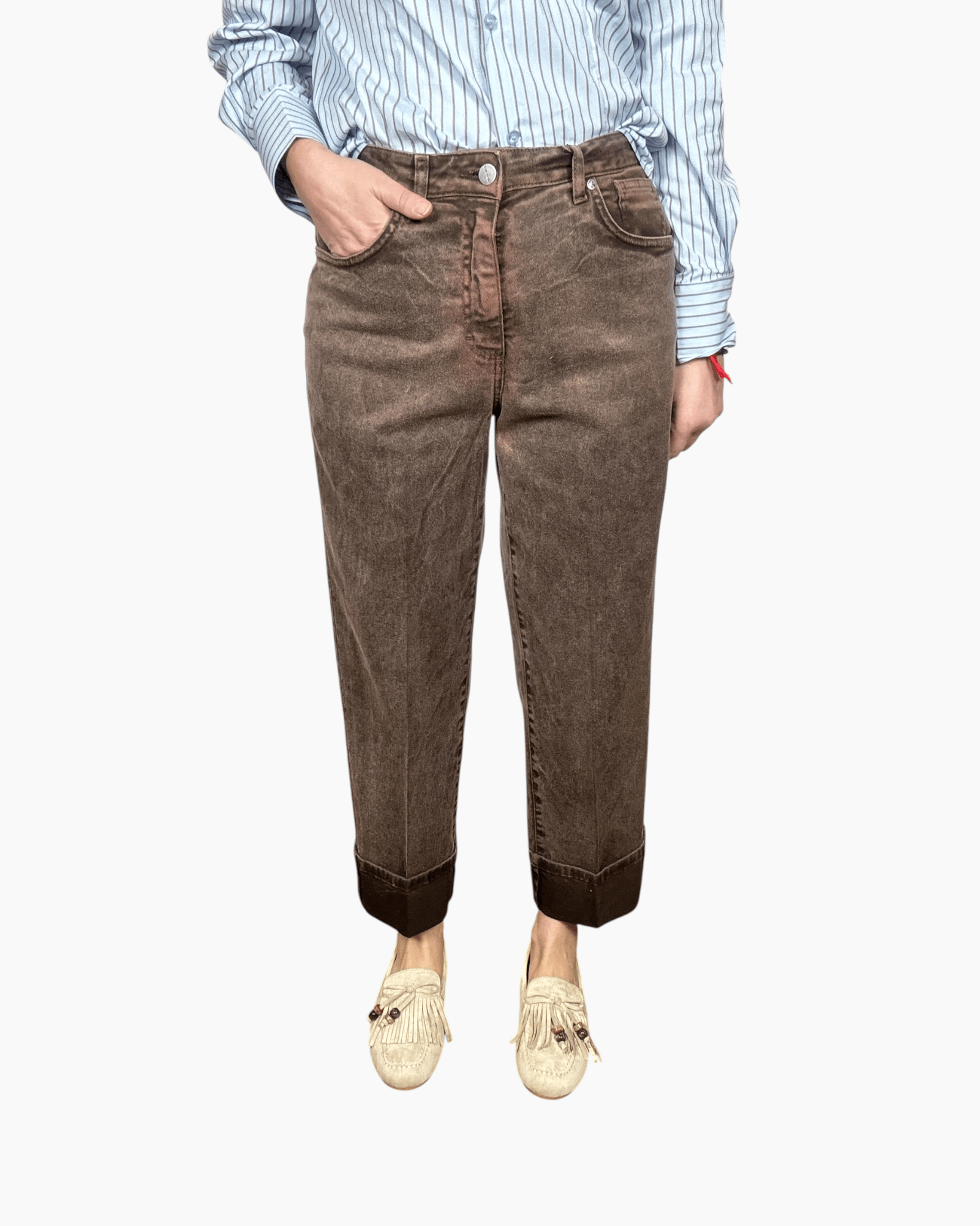 PANTALONE CON RISVOLTO SUSY MIX - XE BLU ABBIGLIAMENTO