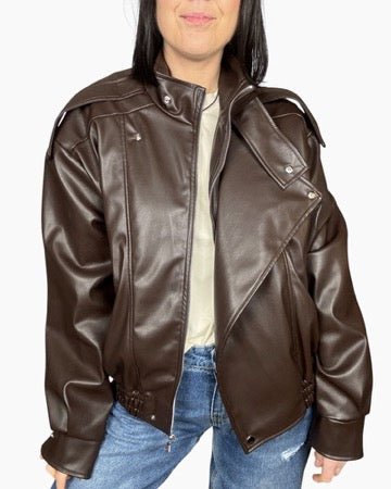 BOMBER IN ECOPELLE VICOLO - XE BLU ABBIGLIAMENTO