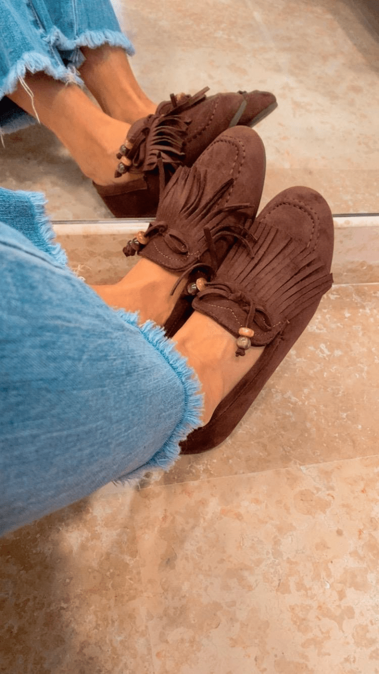 MOCASSINO CON FRANGE SUSY MIX - XE BLU ABBIGLIAMENTO