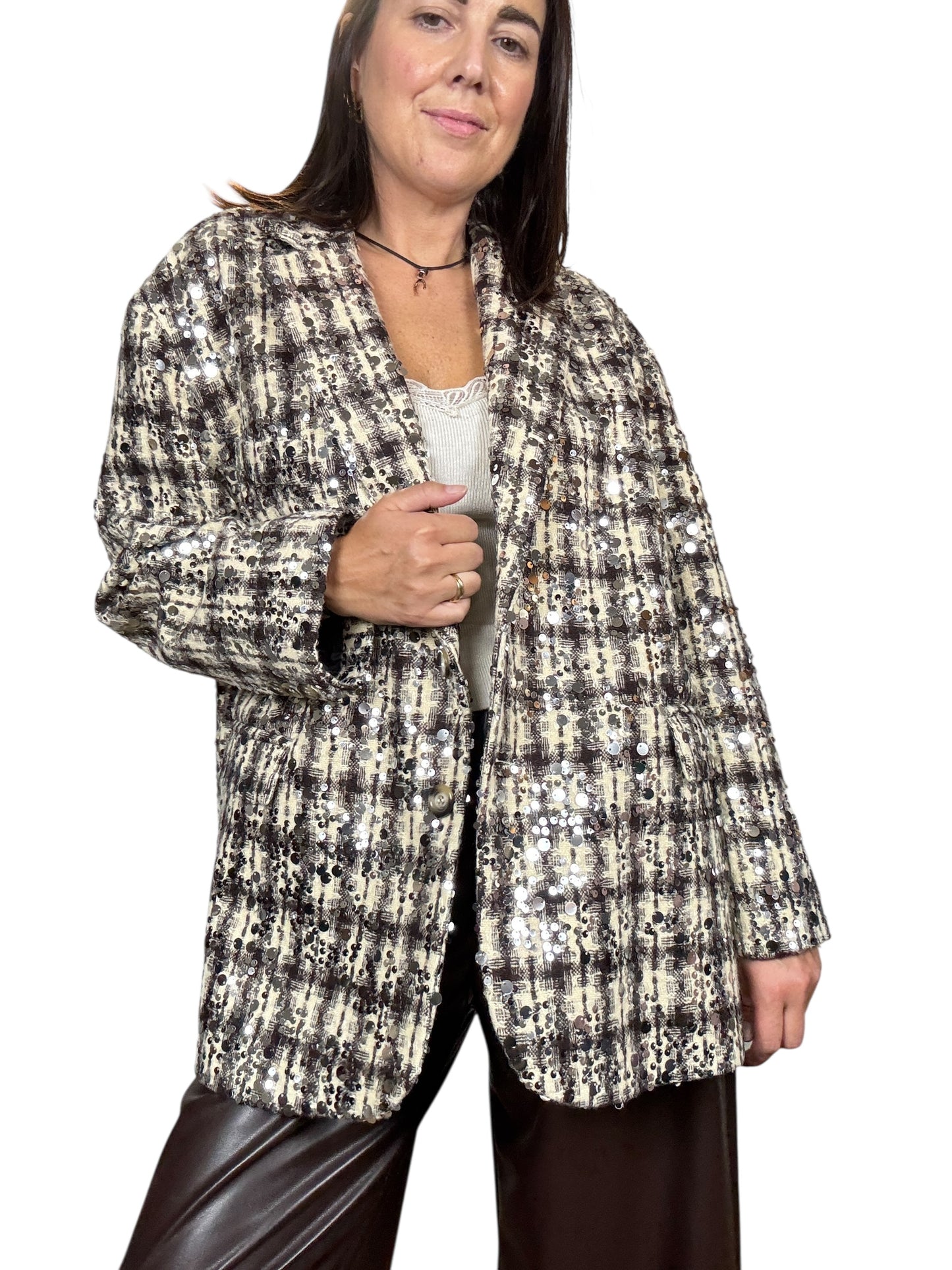 GIACCA CHECK CON PAILLETTES SUSY MIX